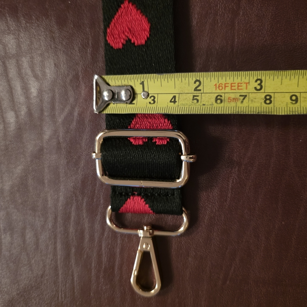 Black Strap with Red Heart Pattern